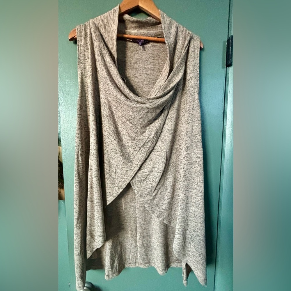 Olivia Sky Gray Drape Front Poncho